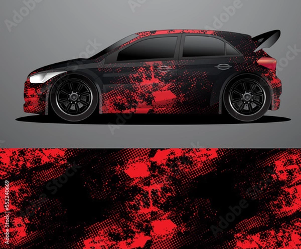 Obraz Rally car decal graphic wrap vector, abstract background