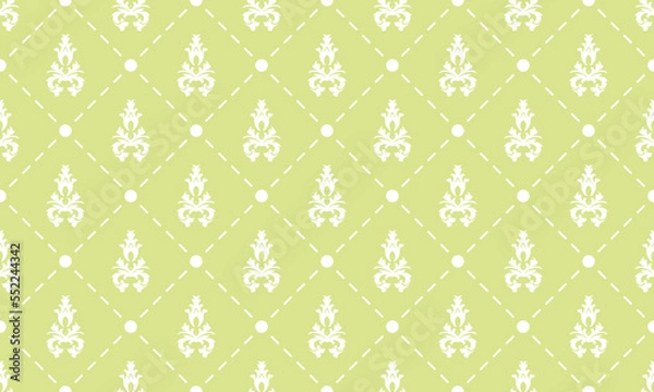 Fototapeta Damask Fleur de Lis pattern origin vector seamless background wallpaper Fleur de Lis pattern Scandinavian Digital texture Design for print printable fabric saree border.