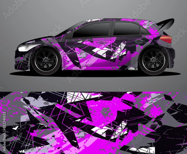 Obraz Rally car decal graphic wrap vector, abstract background