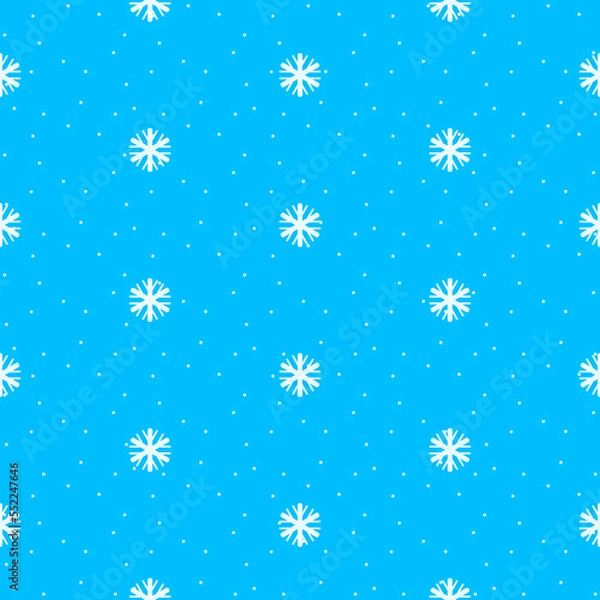Fototapeta Simple seamless pattern with snowflakes and polka dot. Vector illustration.