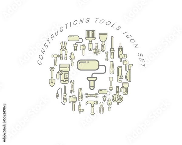 Fototapeta Vector construction flat icon set design