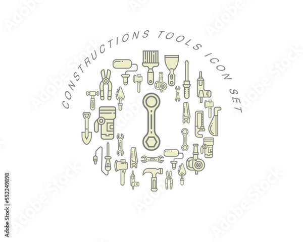 Fototapeta Vector construction flat icon set design
