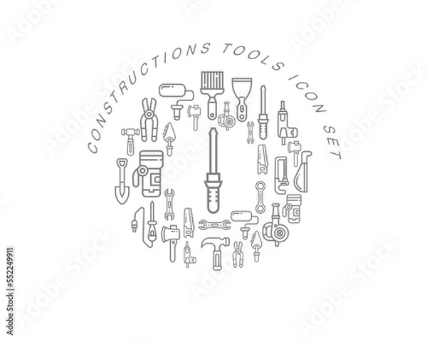 Fototapeta Vector construction flat icon set design