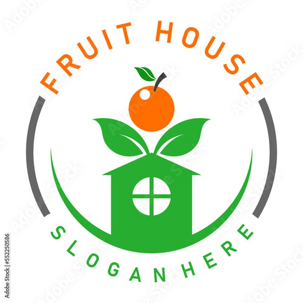 Fototapeta fruit house logo design vector