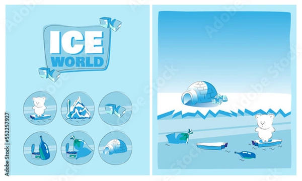 Obraz Ice world polar bear in garbage