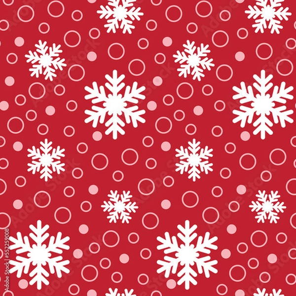 Obraz Red snowflake seamless pattern for Christmas holiday decoration. christmas snow december illustration