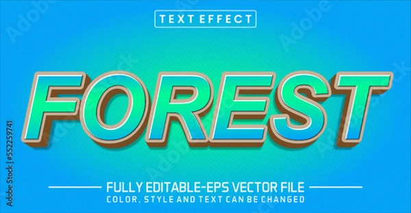 Fototapeta Forest text style effect gradient color 3d concept