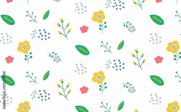 Obraz 北欧風花柄背景パターン　スカンジナビア