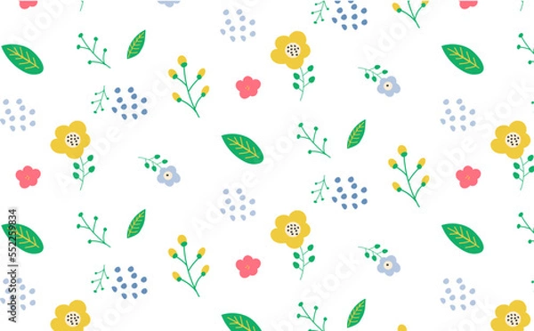 Fototapeta 北欧風花柄背景パターン　スカンジナビア