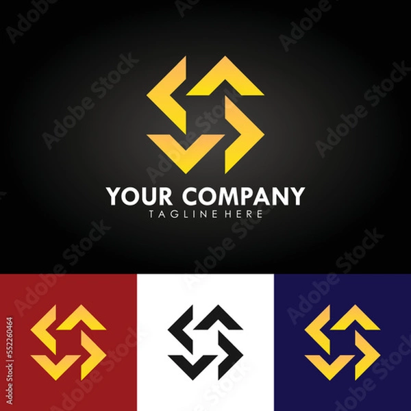 Fototapeta Abstract corporate branding logo design, template design with rotating triangle icon