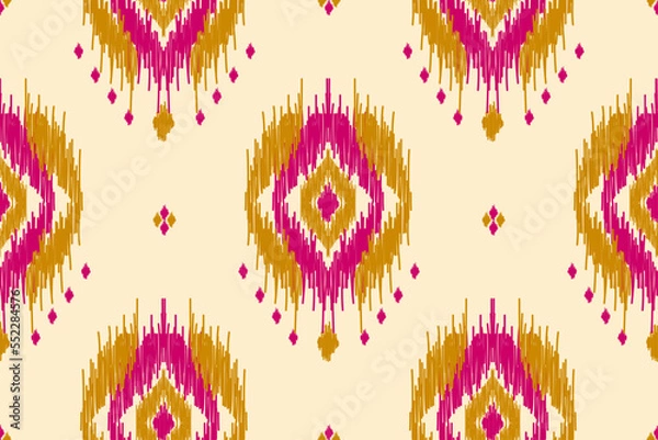 Obraz Ethnic ikat seamless pattern in tribal. Aztec geometric ethnic ornament print. Ikat pattern style. Design for background, wallpaper, illustration, fabric, clothing, carpet, textile, batik, embroidery.