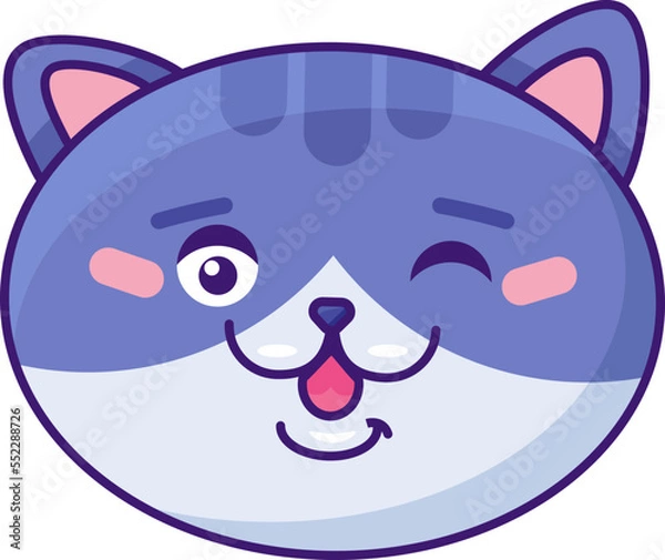 Fototapeta Cat winking cute emoji funny expression vector