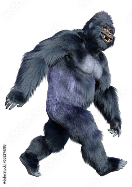 Fototapeta 3D Rendering Black Gorilla Ape on White