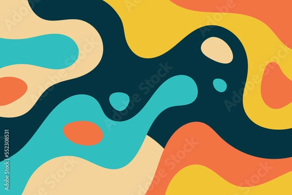 Fototapeta Groovy retro psychedelic with colorful waves. Vector illustration in background texture style retro 60s 70s 90s