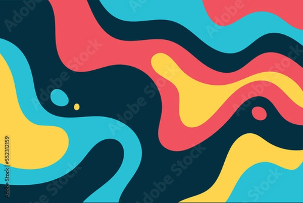 Fototapeta Groovy retro psychedelic with colorful waves. Vector illustration in background texture style retro 60s 70s 90s