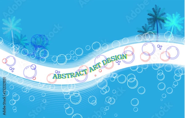 Obraz blue white bubble and palm tree background