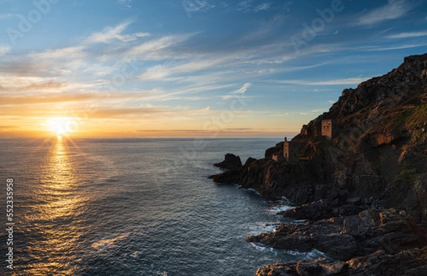Obraz Botallack  tin mines at sunset , Cornwall . 