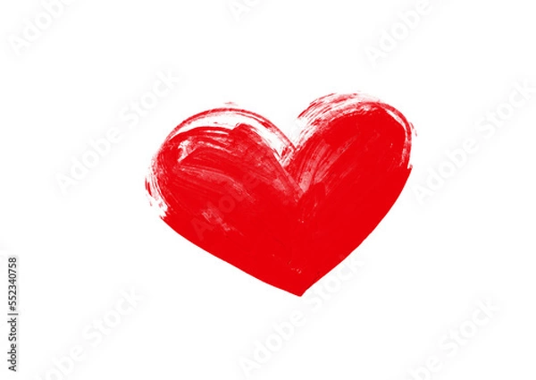 Fototapeta Heart shape vector. Hand drawn design for valentines day background. Web icon, symbol, sign. Artistic sketch. Red heart isolated on white. Cartoon flat vector ilustration