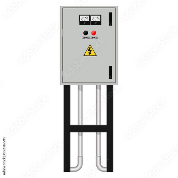 Fototapeta Electrical box, industrial electrical control panel. vector image
