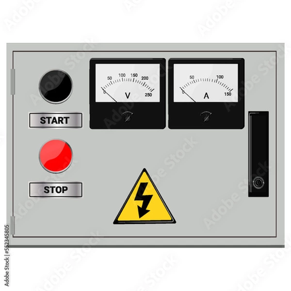 Fototapeta Electrical box, industrial electrical control panel. vector image