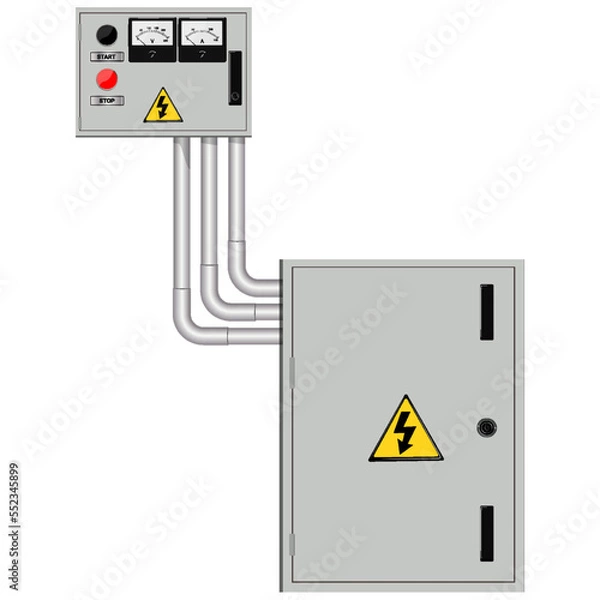 Fototapeta Electrical box, industrial electrical control panel. vector image