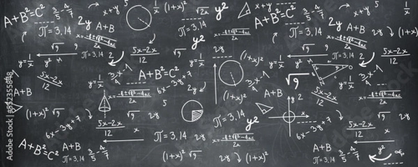 Fototapeta mathematical calculation on blackboard - Banner design