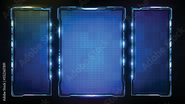 Obraz abstract futuristic background of blue glowing technology sci fi frame hud ui