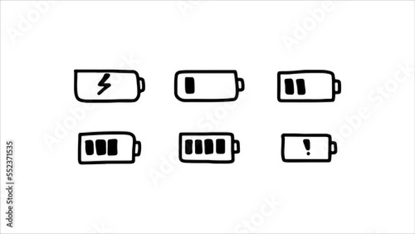 Obraz graphic vector of battery icon design with various condition and using hand drawing style