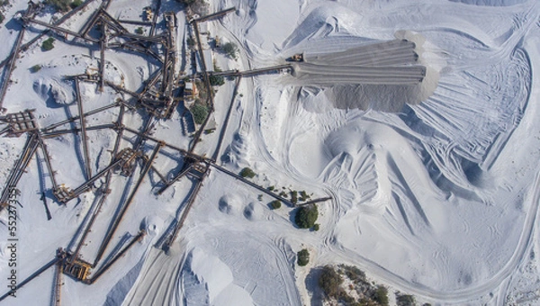 Obraz Top view of the ore conveyor system in the quarry
