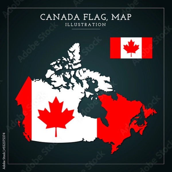 Obraz Canada Flag, Map Vector Illustration