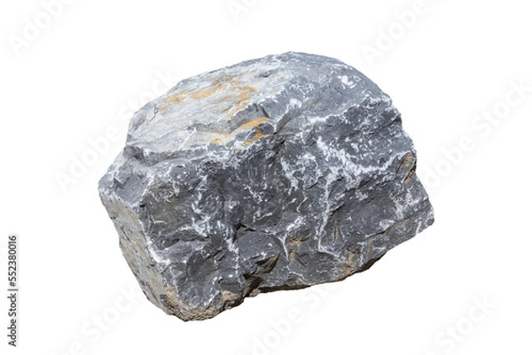 Fototapeta Large grey rock boulder, png stock photo file cut out and isolated on a transparent background