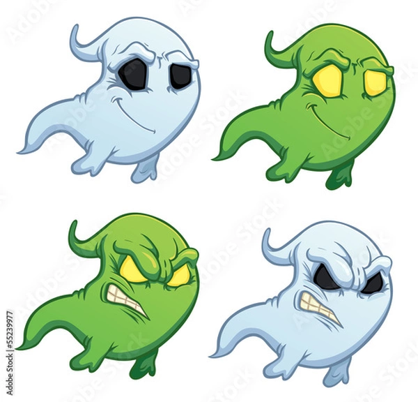 Obraz funny cartoon ghost on the white background