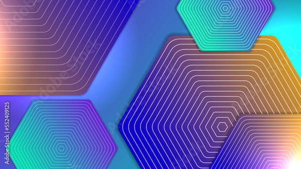 Obraz Abstract blue background vector with hexagon