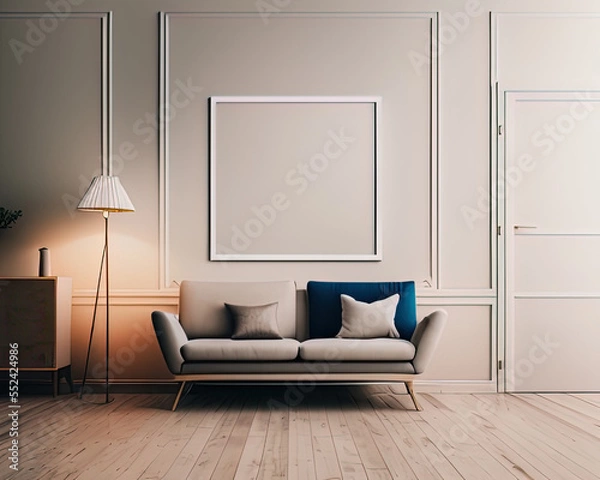 Fototapeta Minimalist clean bright mockup photo of large blank frame