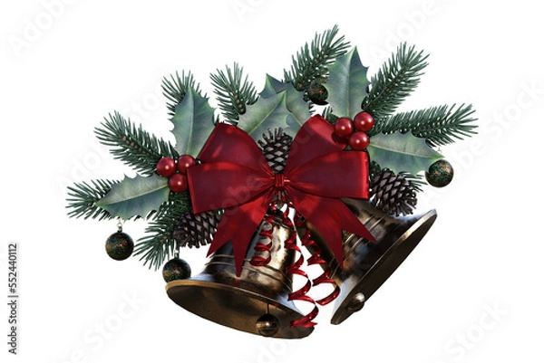 Obraz Christmas bells with ribbon