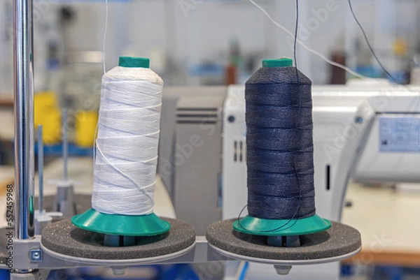 Fototapeta White Black Thread Spools