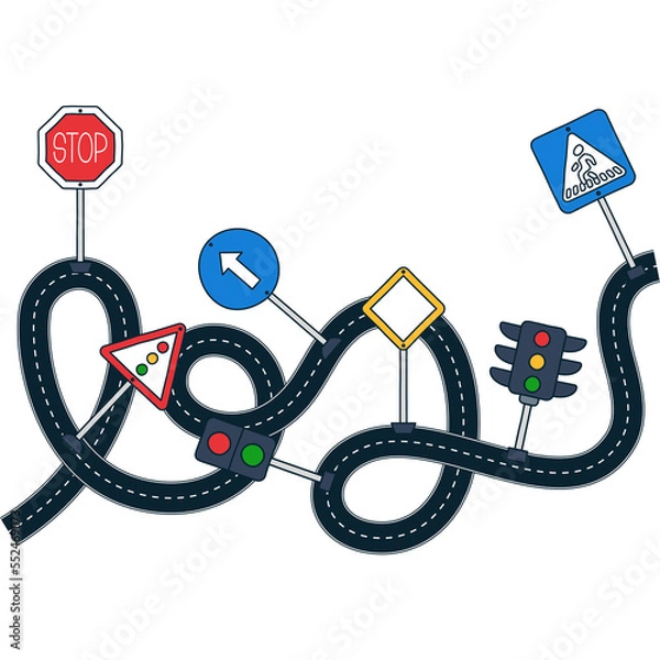 Fototapeta drive learn road sign illustration