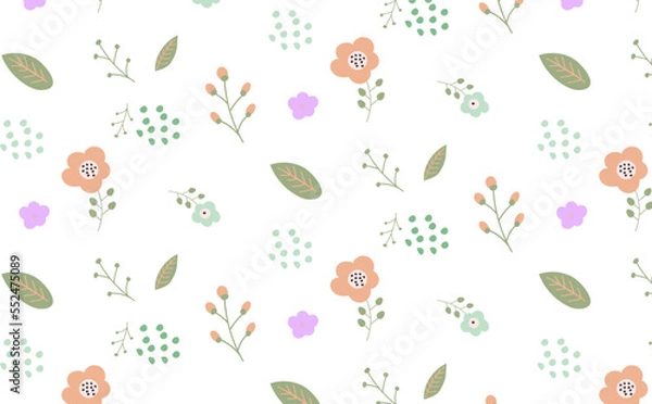 Fototapeta 北欧風花柄背景パターン秋冬