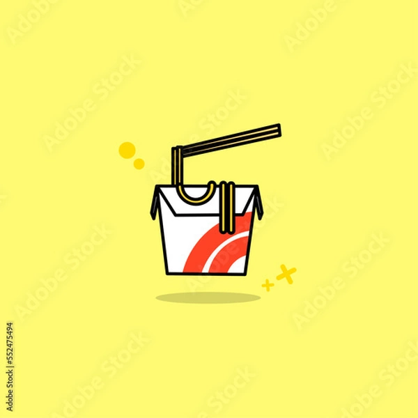 Obraz illustration vector graphic of take out box noodles perfect for logo, icon, design, poster, flyer, and advertisement 