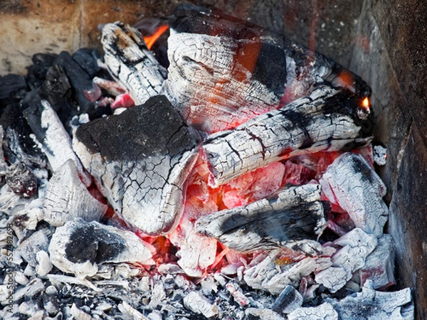 Obraz Fireplace with ember, fire, ashes