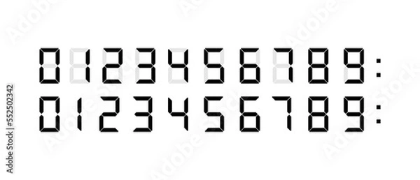 Fototapeta Digital number set. Digital number of Clock and Calculator set. Vector Illustration.