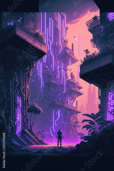 Obraz man entering metaverse city generative AI