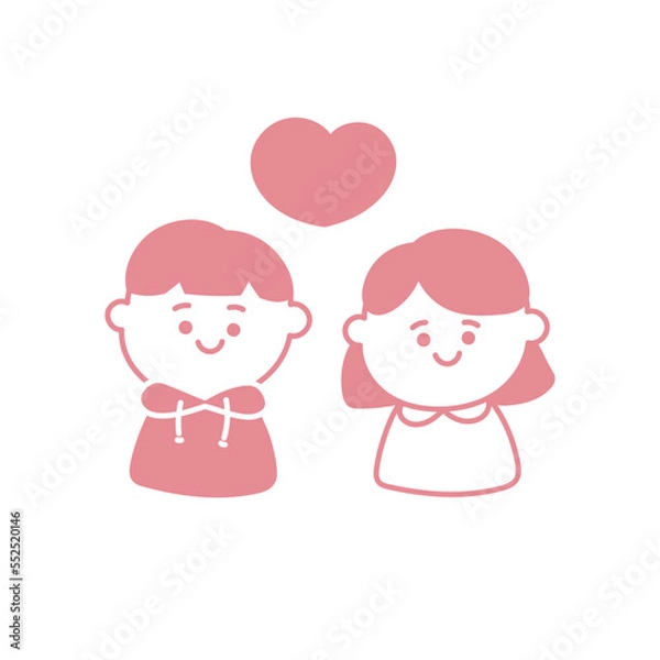 Obraz シンプルでかわいい　ハートとカップル・夫婦のイラスト素材