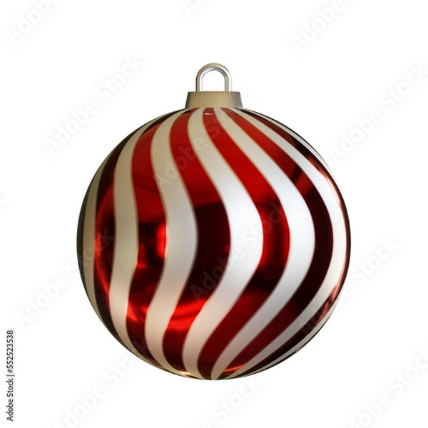 Fototapeta Realistic red christmas ball isolated on a transparent background.