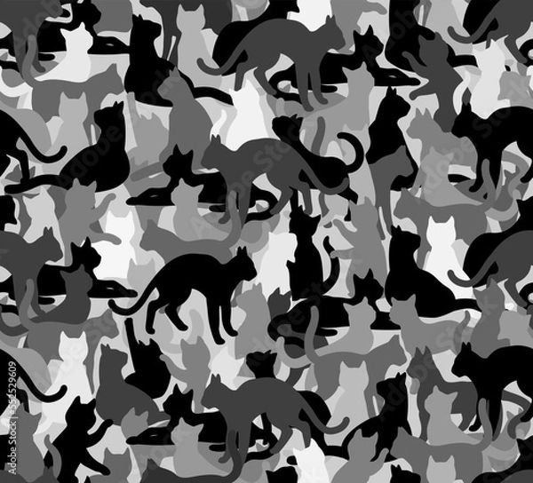 Fototapeta Cat seamless pattern background, vector image
