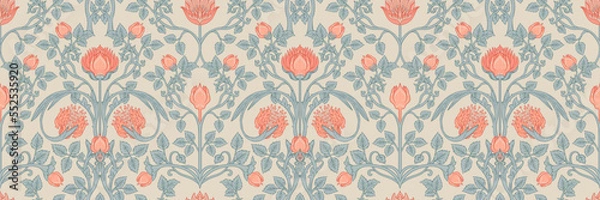 Obraz Floral vintage seamless pattern for retro wallpapers. Enchanted Vintage Flowers. Arts and Crafts movement inspired. Design for wrapping paper, wallpaper, fabrics and fashion clothes.
