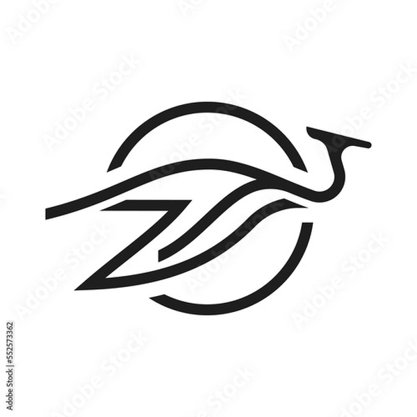 Obraz Abstract flying heron or stork logo.
