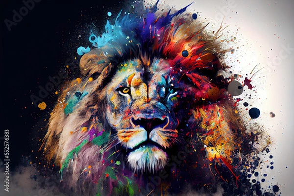 Obraz paint splat lion portrait 