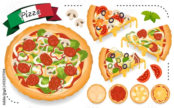 Fototapeta ピザ_ピース_トッピング