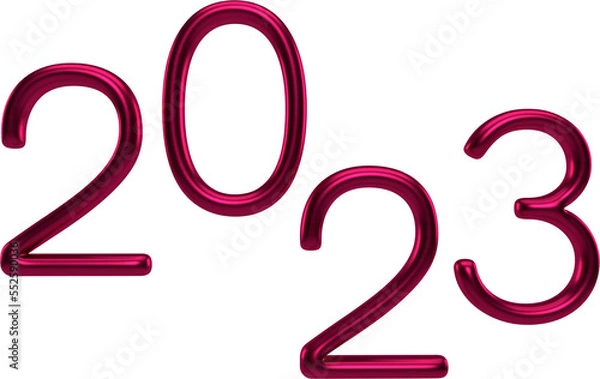 Fototapeta 2023 Viva Magenta 3D Metallic Thin Chrome Text Typography	